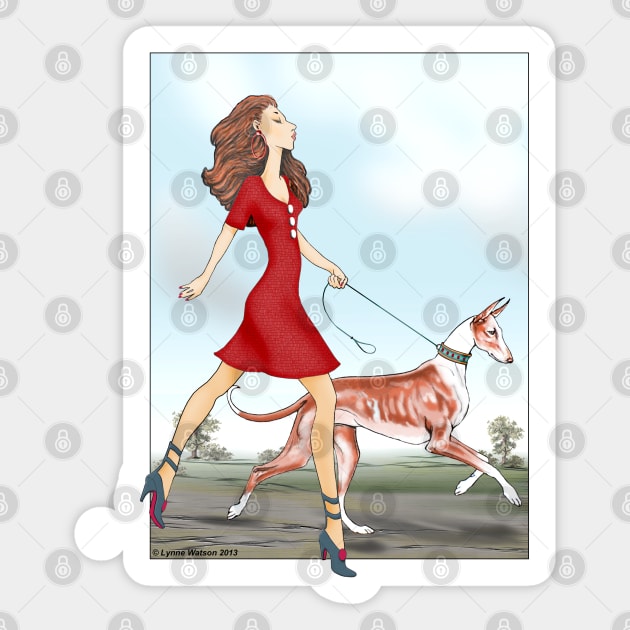 Girl with Ibizan Hound Sticker by chepea2